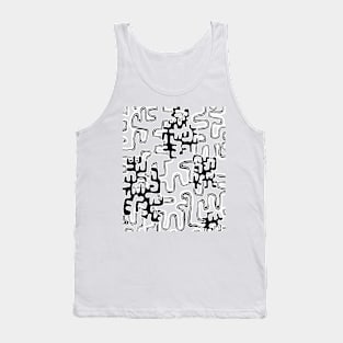 A Maze Ing White and Black Tangle Transparent Background on Yellow Tank Top